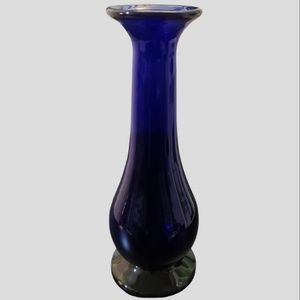 Vintage Cobalt Blue Vase Murano Glass Style 11.5 in